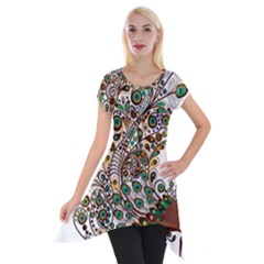 Peacock Graceful Bird Animal Short Sleeve Side Drop Tunic by artworkshop