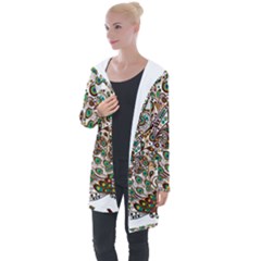 Peacock Graceful Bird Animal Longline Hooded Cardigan by artworkshop