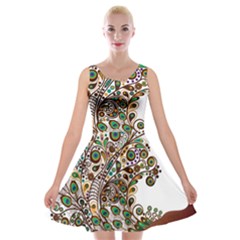 Peacock Graceful Bird Animal Velvet Skater Dress by artworkshop