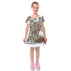 Peacock Graceful Bird Animal Kids  Short Sleeve Velvet Dress by artworkshop