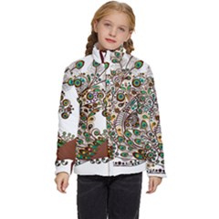 Peacock Graceful Bird Animal Kids  Puffer Bubble Jacket Coat by artworkshop