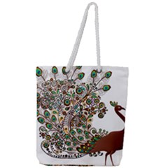 Peacock Graceful Bird Animal Full Print Rope Handle Tote (large) by artworkshop