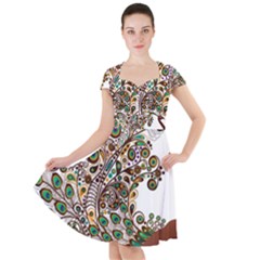 Peacock Graceful Bird Animal Cap Sleeve Midi Dress by artworkshop