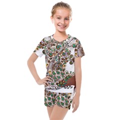 Peacock Graceful Bird Animal Kids  Mesh Tee And Shorts Set