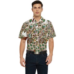 Peacock Graceful Bird Animal Men s Short Sleeve Pocket Shirt 