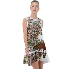 Peacock Graceful Bird Animal Frill Swing Dress by artworkshop