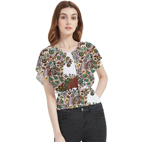 Peacock Graceful Bird Animal Butterfly Chiffon Blouse by artworkshop