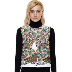 Peacock Graceful Bird Animal Women s Short Button Up Puffer Vest by artworkshop