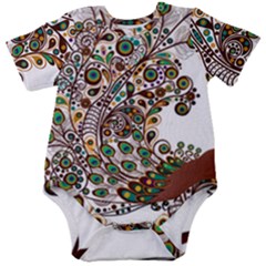 Peacock Graceful Bird Animal Baby Short Sleeve Onesie Bodysuit by artworkshop