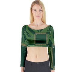 Technology Board Trace Digital Long Sleeve Crop Top by artworkshop