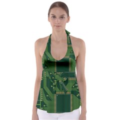 Technology Board Trace Digital Babydoll Tankini Top by artworkshop