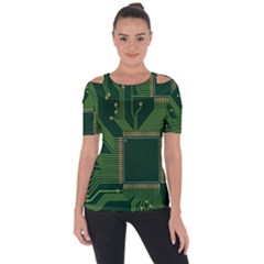 Technology Board Trace Digital Shoulder Cut Out Short Sleeve Top by artworkshop