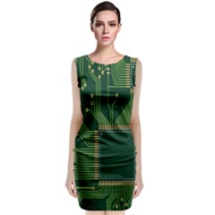 Technology Board Trace Digital Sleeveless Velvet Midi Dress by artworkshop