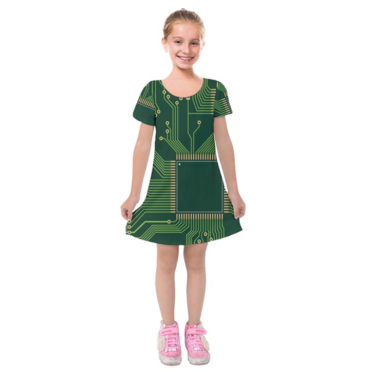 Technology Board Trace Digital Kids  Short Sleeve Velvet Dress