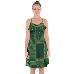 Technology Board Trace Digital Ruffle Detail Chiffon Dress by artworkshop