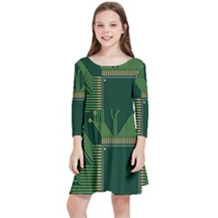 Technology Board Trace Digital Kids  Quarter Sleeve Skater Dress by artworkshop