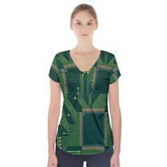 Technology Board Trace Digital Short Sleeve Front Detail Top by artworkshop