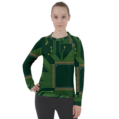 Technology Board Trace Digital Women s Pique Long Sleeve Tee by artworkshop