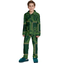 Technology Board Trace Digital Kids  Long Sleeve Velvet Pajamas Set by artworkshop