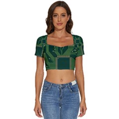 Technology Board Trace Digital Short Sleeve Square Neckline Crop Top  by artworkshop