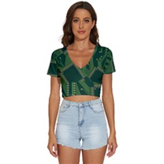 Technology Board Trace Digital V-neck Crop Top by artworkshop