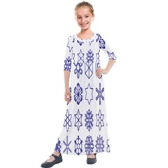 Various Types Of Snowflakes Kids  Quarter Sleeve Maxi Dress by artworkshop