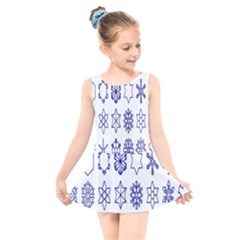 Various Types Of Snowflakes Kids  Skater Dress Swimsuit by artworkshop