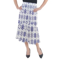 Various Types Of Snowflakes Midi Mermaid Skirt by artworkshop