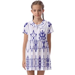 Various Types Of Snowflakes Kids  Asymmetric Collar Dress by artworkshop