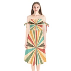 Vintage Abstract Background Shoulder Tie Bardot Midi Dress by artworkshop