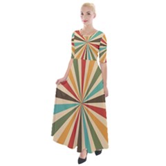 Vintage Abstract Background Half Sleeves Maxi Dress