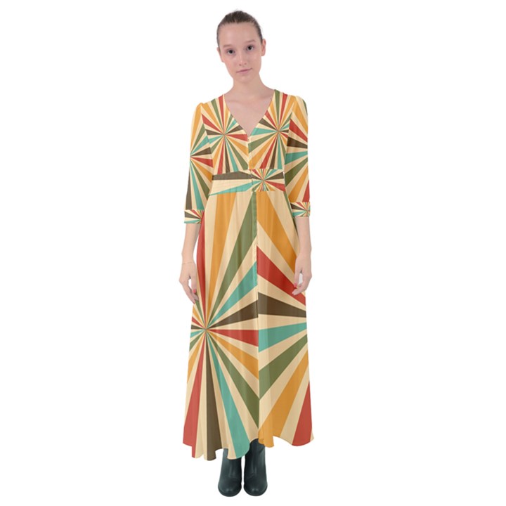 Vintage Abstract Background Button Up Maxi Dress