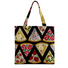 Vector-seamless-pattern-with-italian-pizza-top-view Zipper Grocery Tote Bag