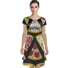 Vector-seamless-pattern-with-italian-pizza-top-view Cap Sleeve Nightdress