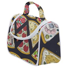 Vector-seamless-pattern-with-italian-pizza-top-view Satchel Handbag by Pakemis