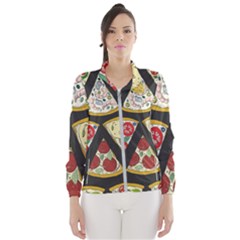 Vector-seamless-pattern-with-italian-pizza-top-view Women s Windbreaker