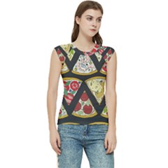 Vector-seamless-pattern-with-italian-pizza-top-view Women s Raglan Cap Sleeve Tee