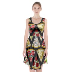 Vector-seamless-pattern-with-italian-pizza-top-view Racerback Midi Dress