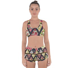 Vector-seamless-pattern-with-italian-pizza-top-view Racerback Boyleg Bikini Set