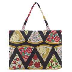 Vector-seamless-pattern-with-italian-pizza-top-view Zipper Medium Tote Bag