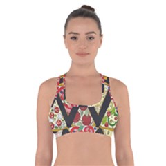 Vector-seamless-pattern-with-italian-pizza-top-view Cross Back Sports Bra by Pakemis