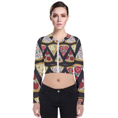 Vector-seamless-pattern-with-italian-pizza-top-view Long Sleeve Zip Up Bomber Jacket