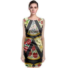 Vector-seamless-pattern-with-italian-pizza-top-view Sleeveless Velvet Midi Dress by Pakemis