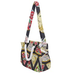 Vector-seamless-pattern-with-italian-pizza-top-view Rope Handles Shoulder Strap Bag