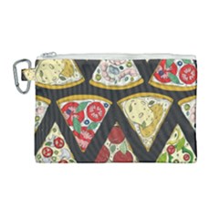 Vector-seamless-pattern-with-italian-pizza-top-view Canvas Cosmetic Bag (Large)