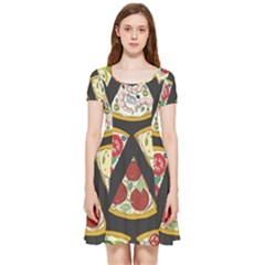 Vector-seamless-pattern-with-italian-pizza-top-view Inside Out Cap Sleeve Dress