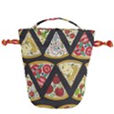 Vector-seamless-pattern-with-italian-pizza-top-view Drawstring Bucket Bag View1