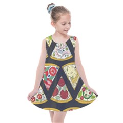 Vector-seamless-pattern-with-italian-pizza-top-view Kids  Summer Dress