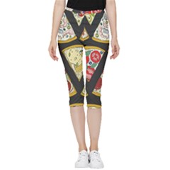 Vector-seamless-pattern-with-italian-pizza-top-view Inside Out Lightweight Velour Capri Leggings 