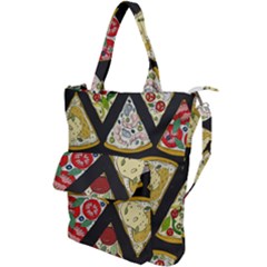 Vector-seamless-pattern-with-italian-pizza-top-view Shoulder Tote Bag